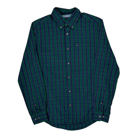 Vintage Tommy Hilfiger Checked Shirt - Small Green Cotton