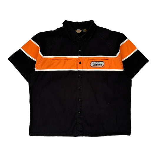 Motorcycle Harley Davidson Spellout Short Sleeve Shirt - 2XL Black Cotton