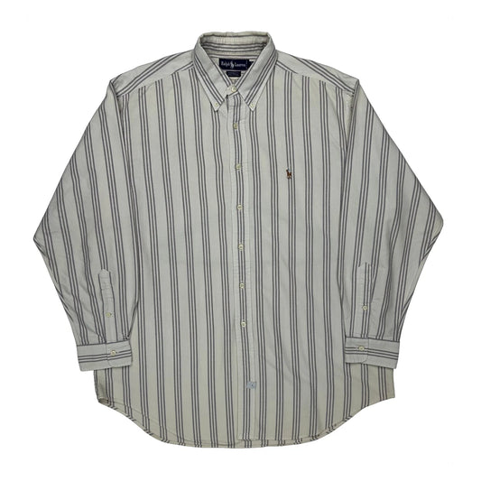 Ralph Lauren Striped Shirt - Large Cream Cotton