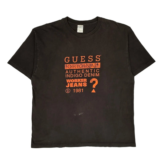 Vintage Guess Graphic T-Shirt - XL Black Cotton