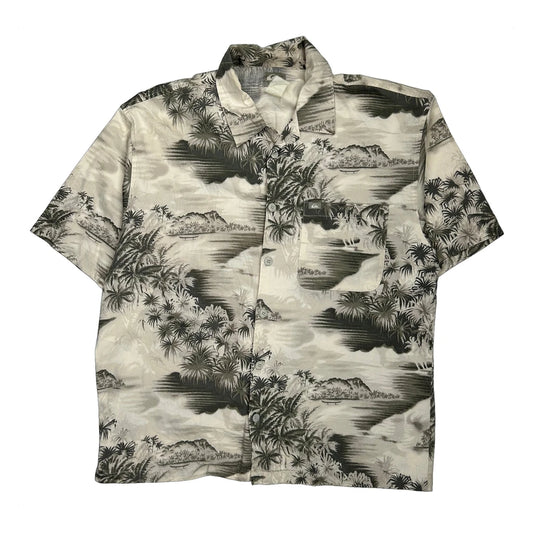 Vintage Quiksilver Hawaiian Shirt - Large Cream Cotton