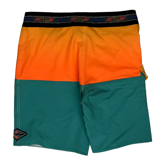 Billabong Striped Shorts - 30W 8L Orange Polyester