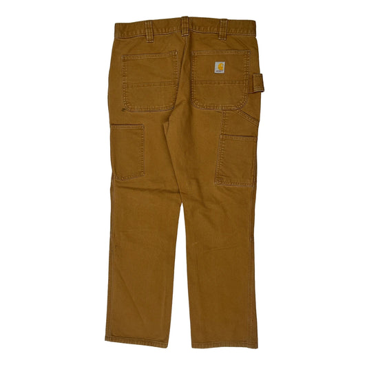 Straight Fit Carhartt Carpenter Trousers - 32W 28L Brown Cotton