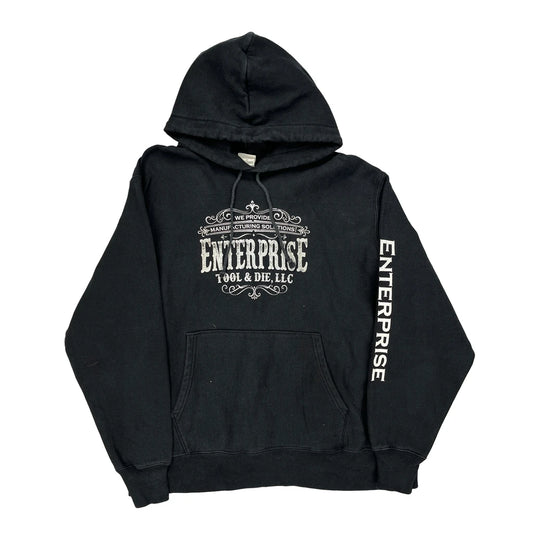 Reverse Weave Champion Spellout Hoodie - XL Black Cotton Blend