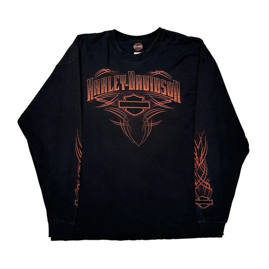 Ft. Myers Harley Davidson Graphic Long Sleeve T-Shirt - 2XL Black Cotton