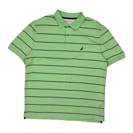 Nautica Striped Polo Shirt - XL Green Cotton