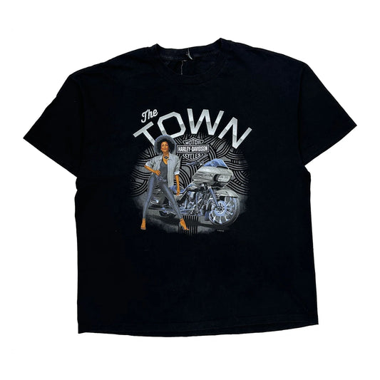 Vintage Oakland Harley Davidson Graphic T-Shirt - XL Black Cotton