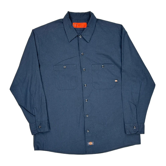 Dickies Shirt - XL Blue Polyester Blend