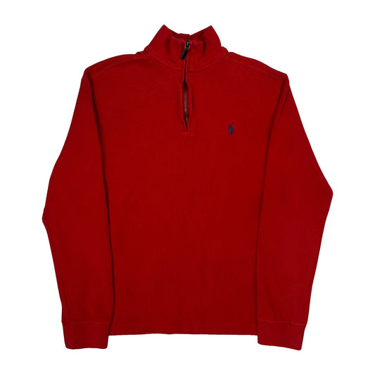 Vintage Polo By Ralph Lauren 1/4 Zip - Medium Red Cotton