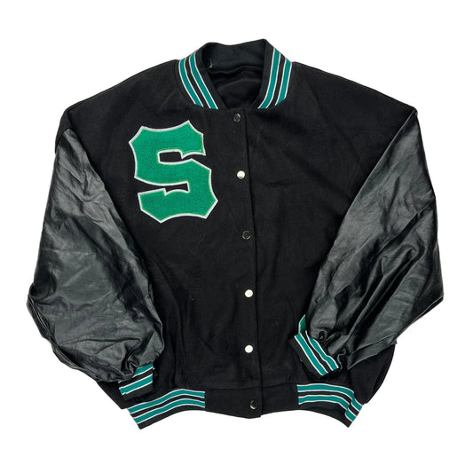 Letter S Unbranded College Varsity Jacket - XL Green Faux Leather