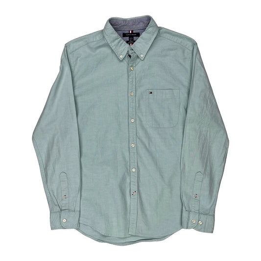 Tommy Hilfiger Slim Fit Shirt - Large Green Cotton
