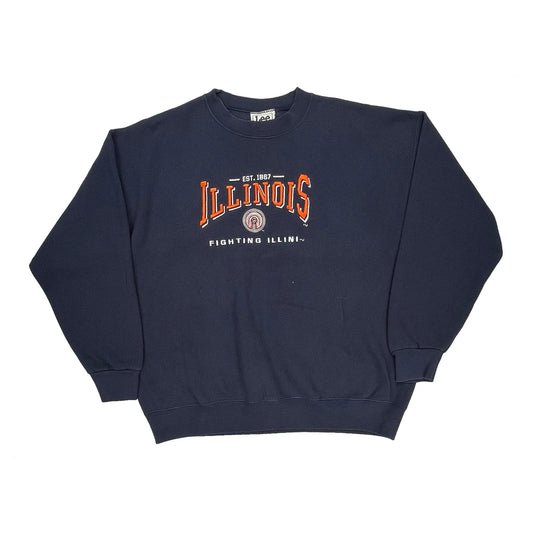 Fighting Illini Lee Sport College Sweatshirt - XL Navy Cotton