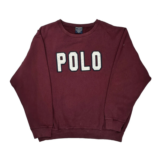 Polo Sport Spellout Sweatshirt - XL Burgundy Cotton Blend