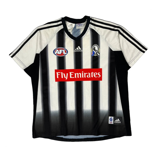Vintage Afl Adidas Striped Football Shirt - 2XL Black & White Polyester