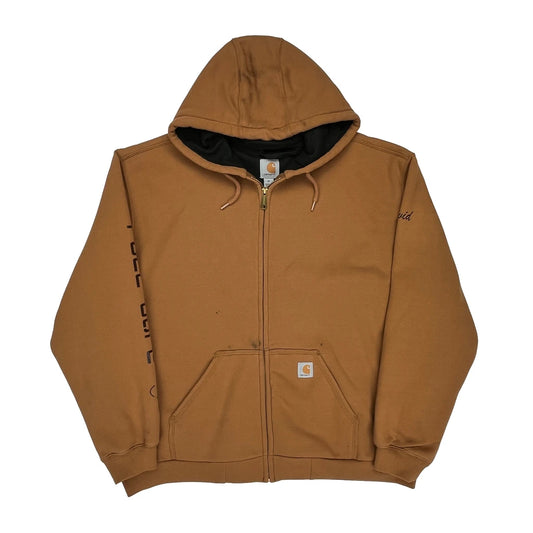 Thermal Lined Carhartt Full Zip Hoodie - XL Brown Cotton