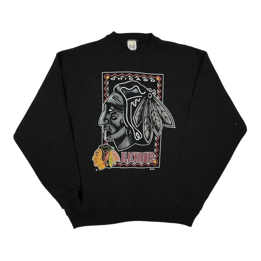 Chicago Blackhawks Competitors View Graphic Sweatshirt - Large Black Cotton