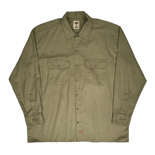 Dickies Shirt - XL Khaki Polyester Blend