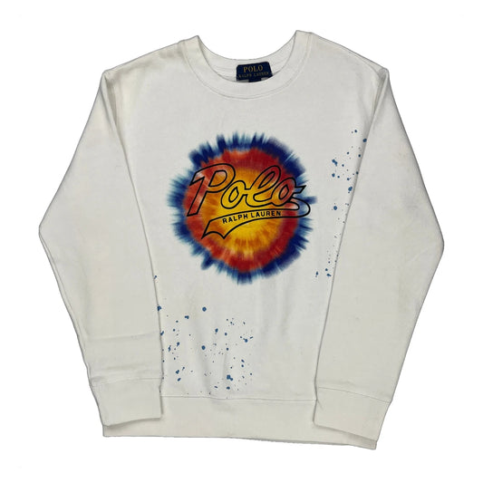 Age 10-12 Polo By Ralph Lauren Tie-Dye Sweatshirt - Medium White Cotton