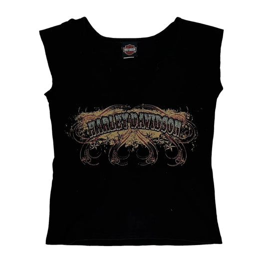 Harley Davidson Graphic T-Shirt - Medium Black Cotton