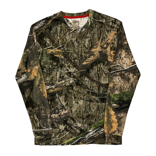 Mossy Oak Long Sleeve T-Shirt - Small Camo Cotton Blend