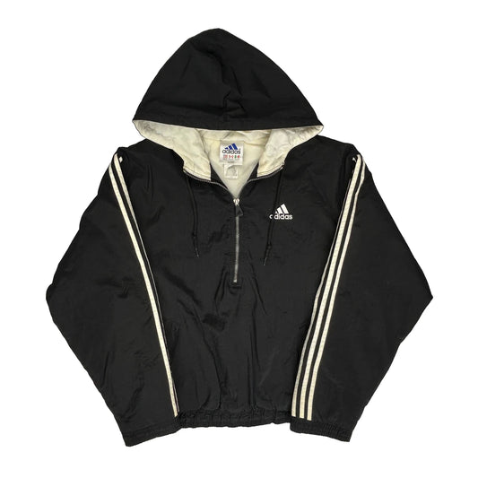 Adidas Striped Windbreaker - Medium Black Nylon