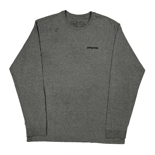 Patagonia Graphic Long Sleeve T-Shirt - Large Gray Cotton