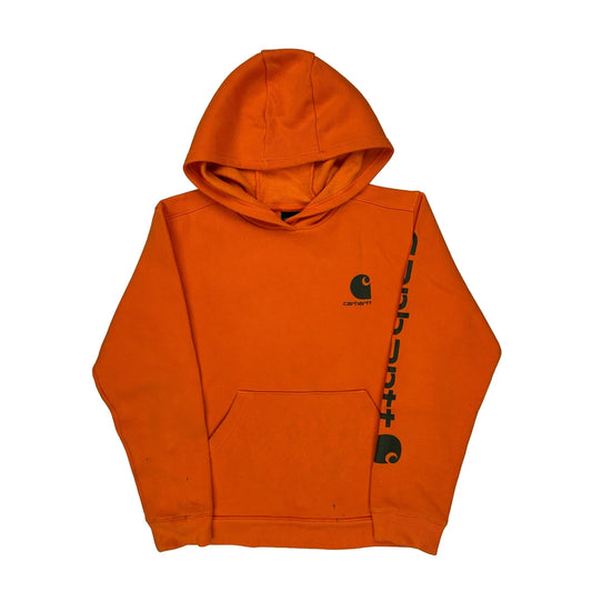 Age 14-16 Carhartt Spellout Hoodie - Large Orange Cotton