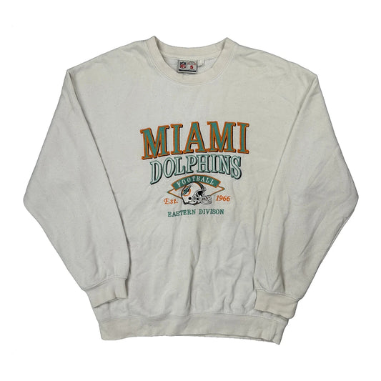 Miami Dolphins Nfl Football Sweatshirt - Small White Cotton