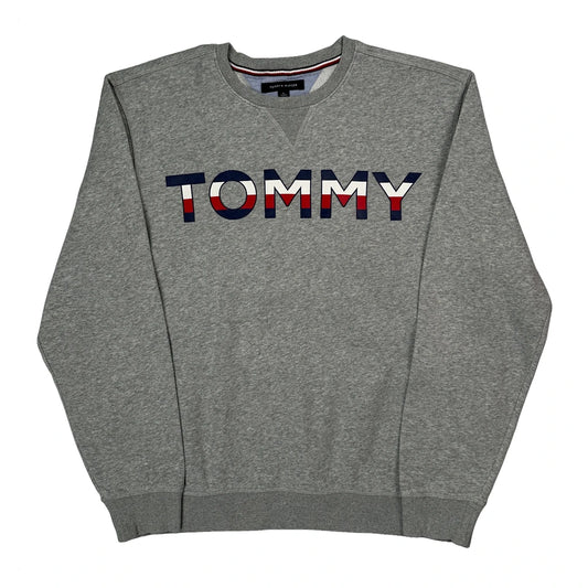 Tommy Hilfiger Spellout Sweatshirt - XL Grey Cotton