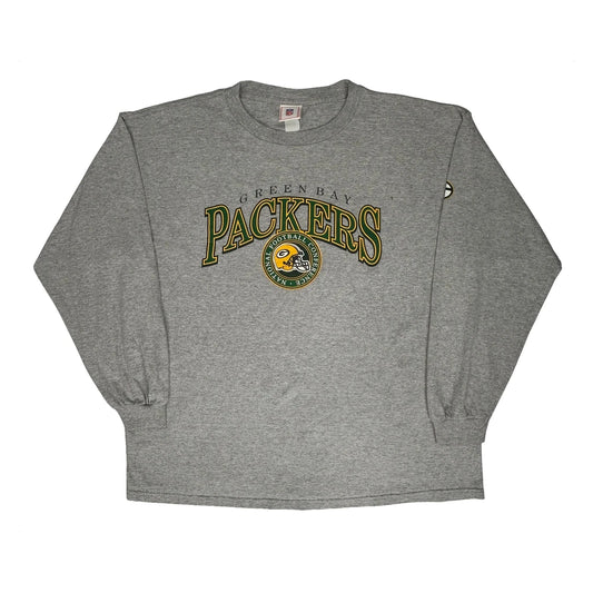 Green Bay Packers N.F.L. Graphic Long Sleeve T-Shirt - XL Grey Cotton