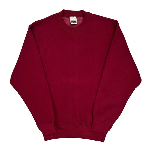 90'S Blank Made In USA Fruit Of The Loom Sweatshirt - Small Red Cotton Blend