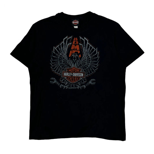 Military Sales Harley Davidson Graphic T-Shirt - Large Black Cotton