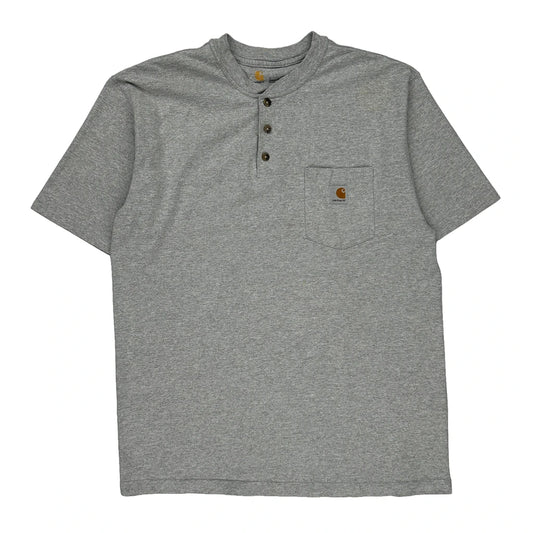 Carhartt T-Shirt - Large Grey Cotton Blend