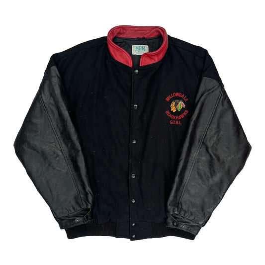 Willowdale Blackhawks Gthl Mpm Varsity Jacket - XL Black Wool Blend