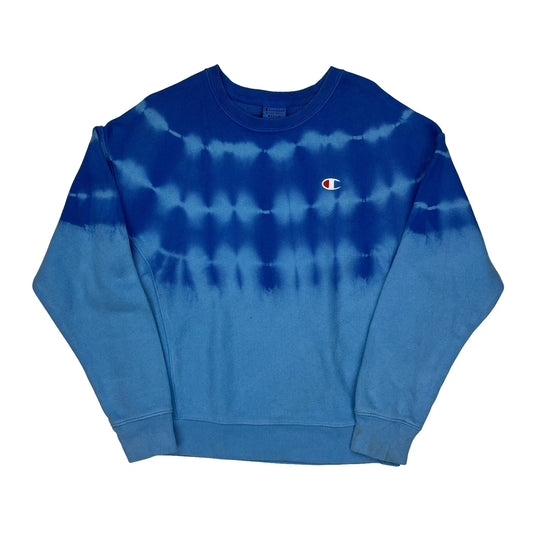Reverse Weave Champion Tie-Dye Sweatshirt - Medium Blue Cotton Blend