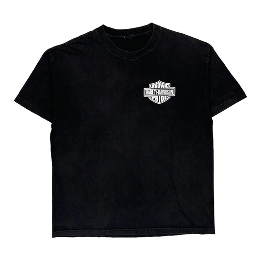 Vintage Harley Davidson Graphic T-Shirt - Large Black Cotton