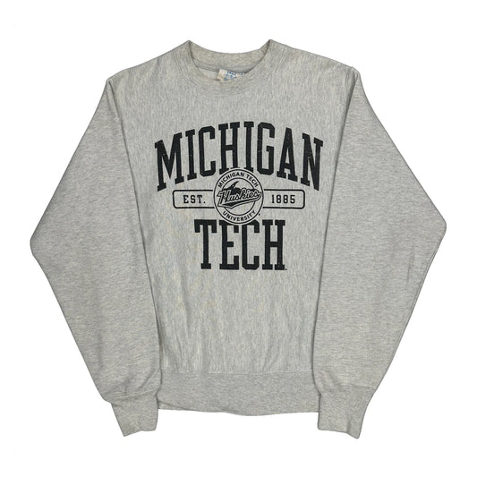 Michigan Tech Champion College Sweatshirt - Small Grey Cotton