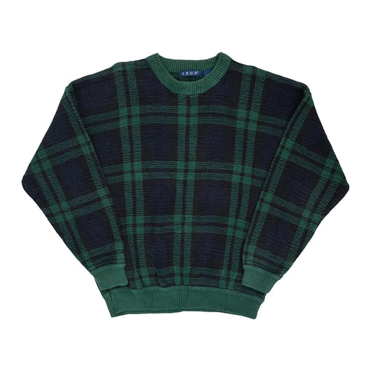 Izod Checked Jumper - Large Green Cotton
