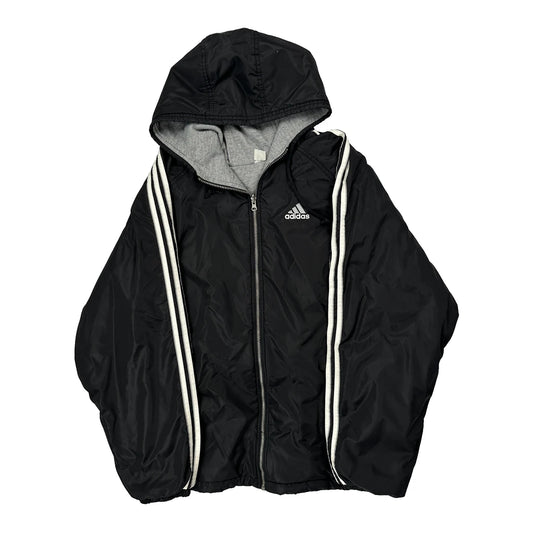 Vintage Adidas Striped Jacket - XL Black Nylon