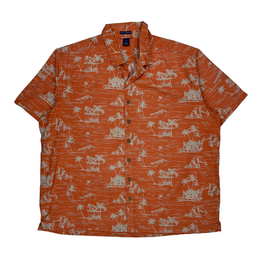 Falls Creek Floral Hawaiian Shirt - XL Orange Cotton