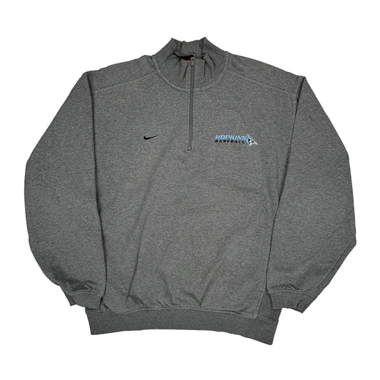 Hopkins Baseball Nike 1/4 Zip - Large Grey Cotton Blend