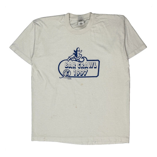 Bar Crawl 1997 Fruit Of The Loom Graphic T-Shirt - XL White Cotton Blend