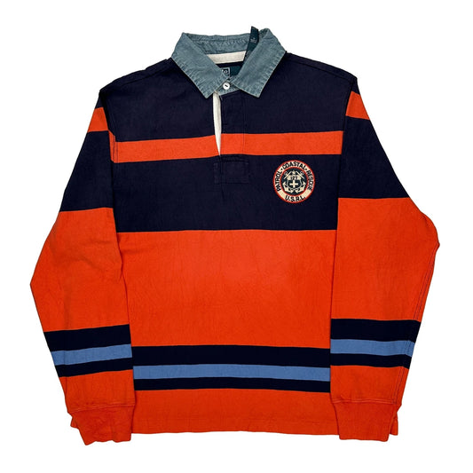Patrol Coastal Rescue USrl Polo By Ralph Lauren Striped Rugby Shirt - Large Navy Cotton
