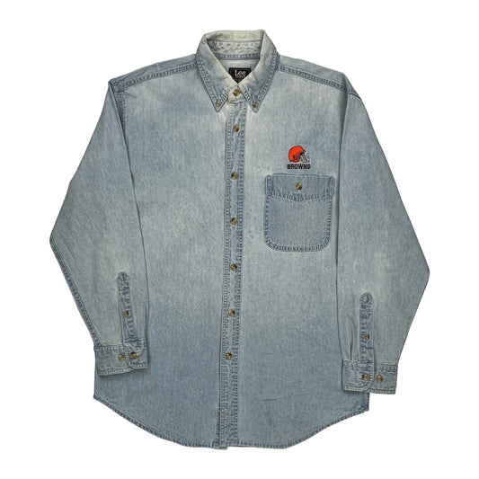 Cleveland Browns Lee Sport Nfl Denim Shirt - Medium Light Wash Cotton
