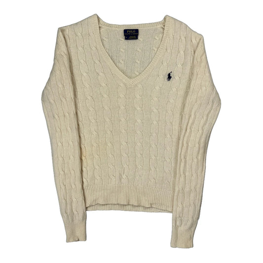 Vintage Polo By Ralph Lauren Jumper - Medium Cream Wool