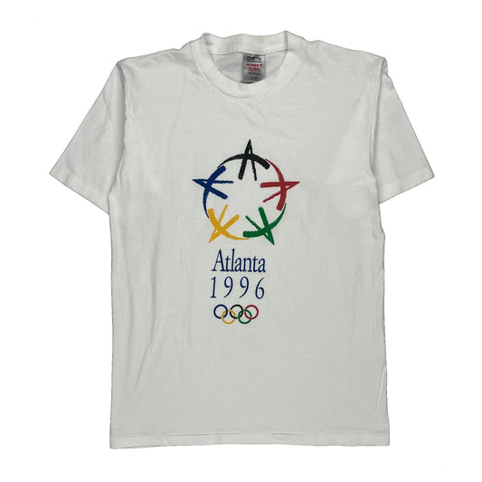 Atlanta 1996 Olympics Oneita Graphic T-Shirt - Large White Cotton