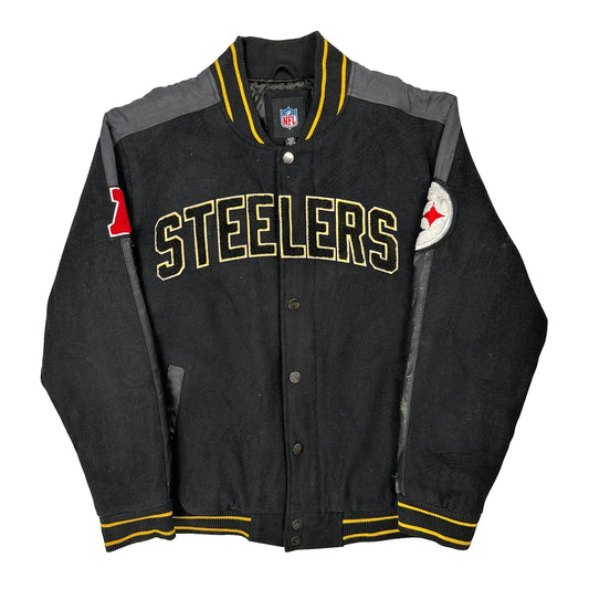 Steelers Nfl Football Varsity Jacket - XL Black Wool Blend