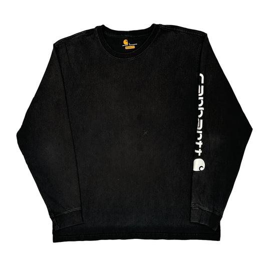 Carhartt Spellout Long Sleeve T-Shirt - Large Black Cotton