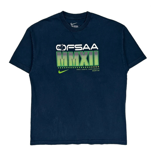 Cross Country Championship Nike Graphic T-Shirt - XL Blue Cotton