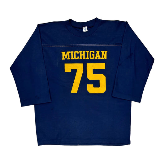 1960s Michigan Artex Single Stitch Long Sleeve T-Shirt - XL Blue Cotton